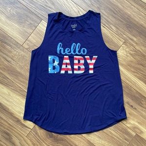 Isabel Maternity by Ingrid and Isabel Hello Baby American Flag Tank Top Size L
